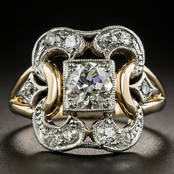 Jewelry - NEW Vintage Gold Round Diamond Art Deco Ring